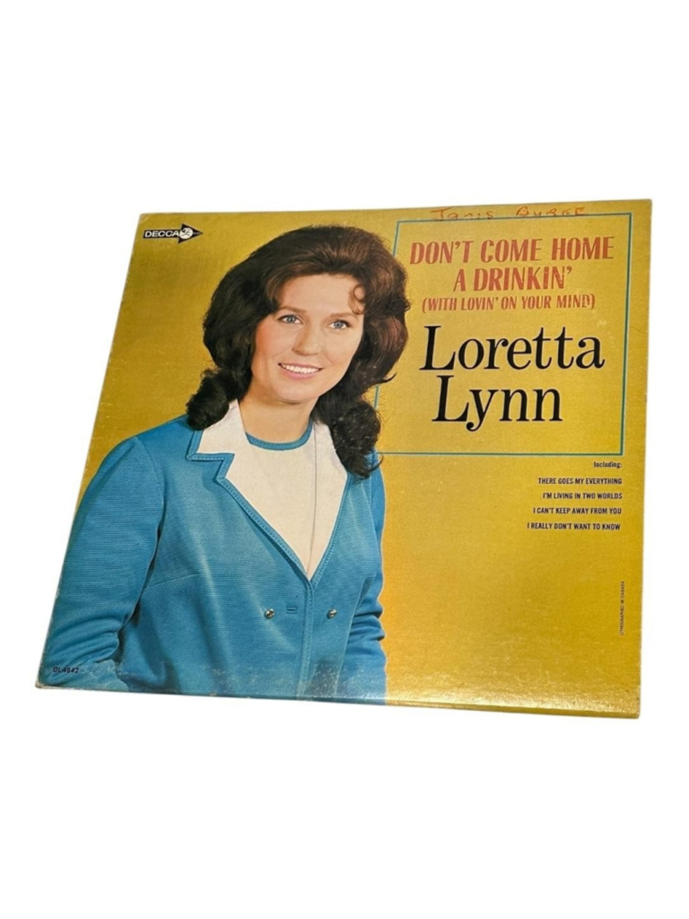 Vintage Loretta Lynn Vinyl LP Don't Come Home A Drinkin' Decca Country Black